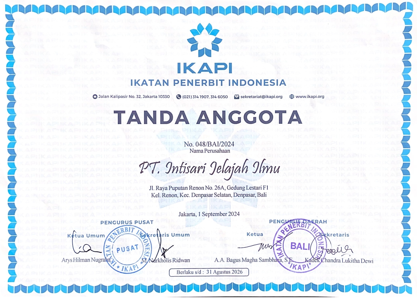 Sertifikat Keanggotaan IKAPI